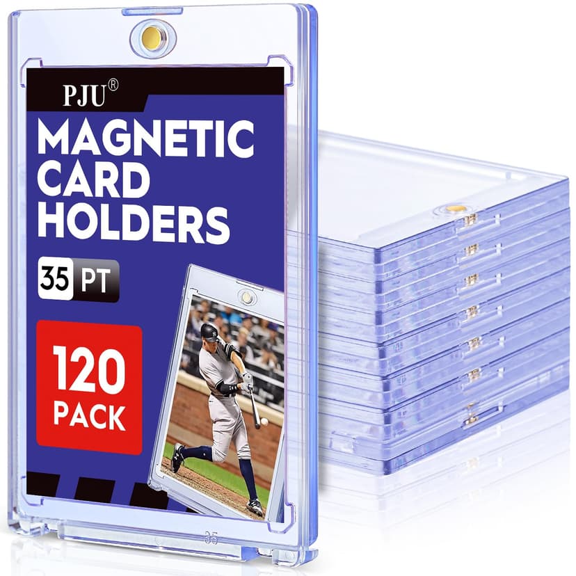 120ct Magnetic Card Holder, 35pt One Touch Card Holder for Trading Cards, Protectors Hard Plastic, U-V Protection Magnetic Display Case for Baseball, Game, Sports Cards