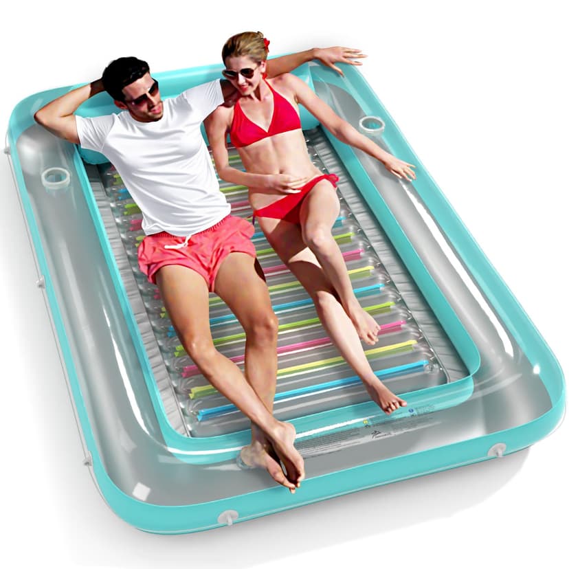 Inflatable Tanning Pool Lounger Float - Jasonwell 4 in 1 Sun Tan Tub Sunbathing Pool Lounge Raft Floatie Toys Water Filled Tanning Bed Mat Pad for Adult Blow Up Kiddie Pools Kids Ball Pit (MG,XL)