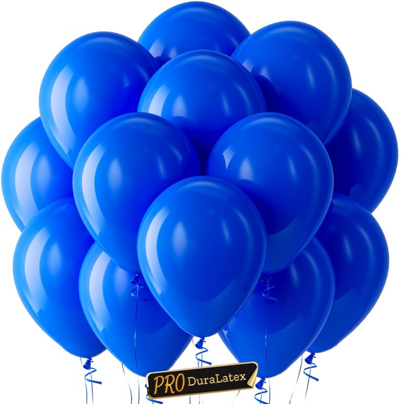 Bezente Pro Duralatex Royal Blue Extra-Thick Balloons 100 Pack 12 inch | Blue Balloons for Long-Lasting Professional Party Decorations, Large Birthday Graduation Wedding