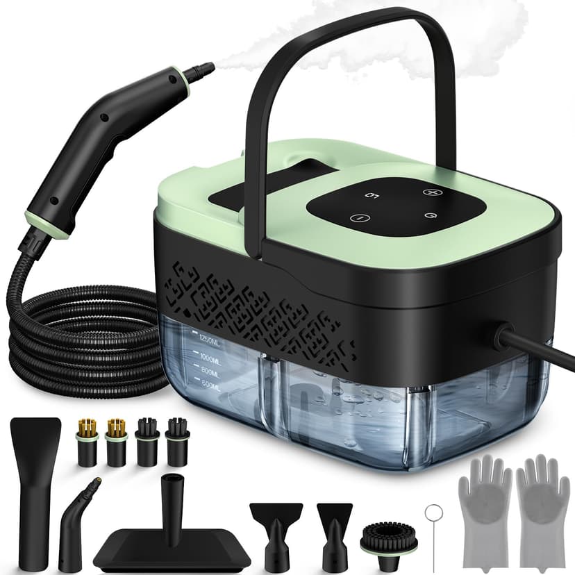 Steam Cleaner, Portable Steamer for Cleaning with 16pcs Accessories, 6-Level Adjustable and 15s Heat-Up, Handheld Steam Cleaner for Home, Tile, Dirt, Grout, Grease, Car Detailing