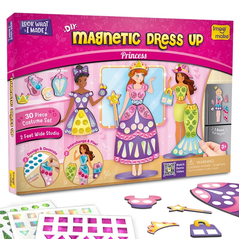 Imagimake DIY Magnetic Dress-Up Princess, 30 Magnetic Dresses & Accessories | Pretend Play Magnetic Toys for Kids, Interchange & Create Unlimited Outfits, Gift for Girls Ages 3,4,5,6,7,8 Years Old