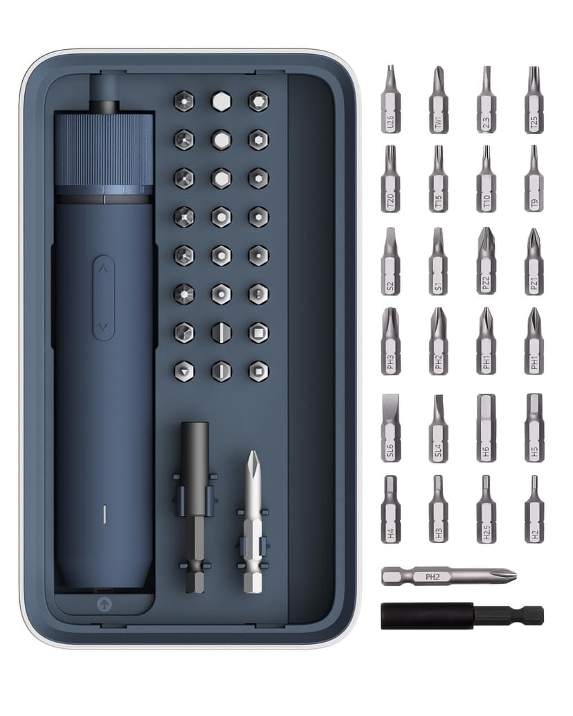HOTO 25-Piece Upgraded Electric Screwdriver Kit, Cordless Screwdriver | 1/4'' Hex, Magnetic Lid, 1500mAh Rechargeable, LED Light, Ideal for Furniture Assembly, Home Repair, and Garage Projects