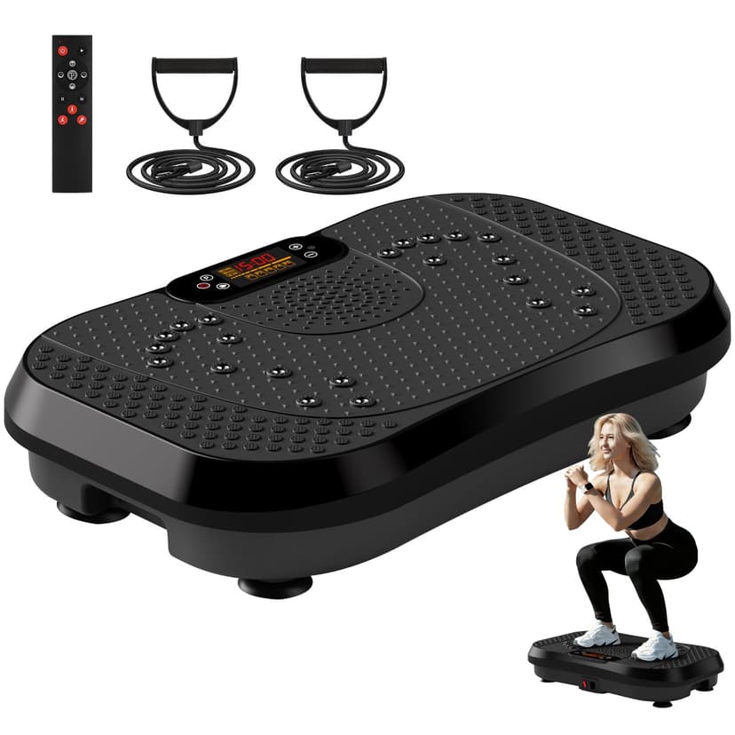 SoftGym Waver Vibration Plate Exercise Machine for Lymphatic Drainage Weight Loss,120 Speed Levels Vibrating Platform with Resistance Bands,Full-Body Workout Equipment for Muscle Activation