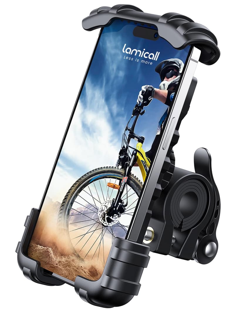 Lamicall Bike Phone Holder Motorcycle Mount - One-Hand Operation, Lockable | 360° Rotation Handlebar Clamp for 4.7-6.8" iPhone 17 Pro Max Air, Rubber Protect, Road Mountain Bike E-Bike Scooter Holder