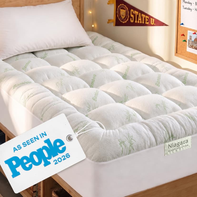 Niagara Sleep Solution Twin XL Ultra Soft Mattress Topper—Back Pain Relief | Rayon Derived from Bamboo, 20" Deep Pocket, Naturally Cooling, Pillow Top Mattress Pad, Perfect for Hot Sleepers, Green