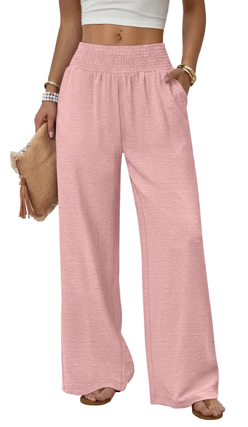 Sampeel Wide Leg Pants Woman High Waist Trousers with Pockets Casual Lounge