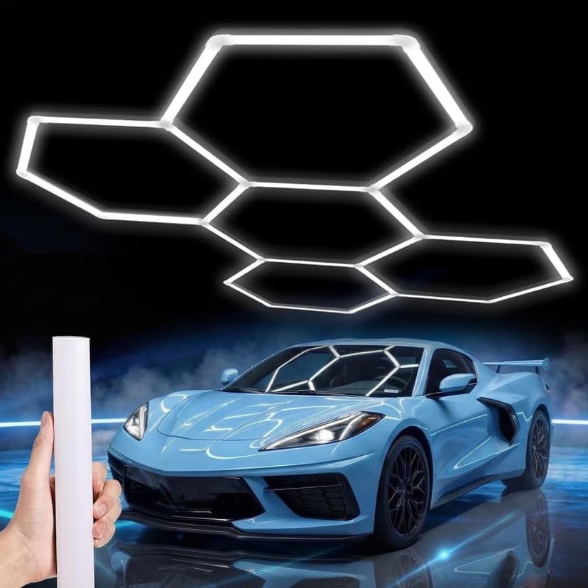 LZHOME Hexagon 5000K LED Garage Lights: 25 Pack Updated 1.31-inch Wider Size,26300LM Super Bright Hex Lighting Ceiling LED Shop Light for Garage, Car Detailing, Workshop, Warehouse, Gym, Basement