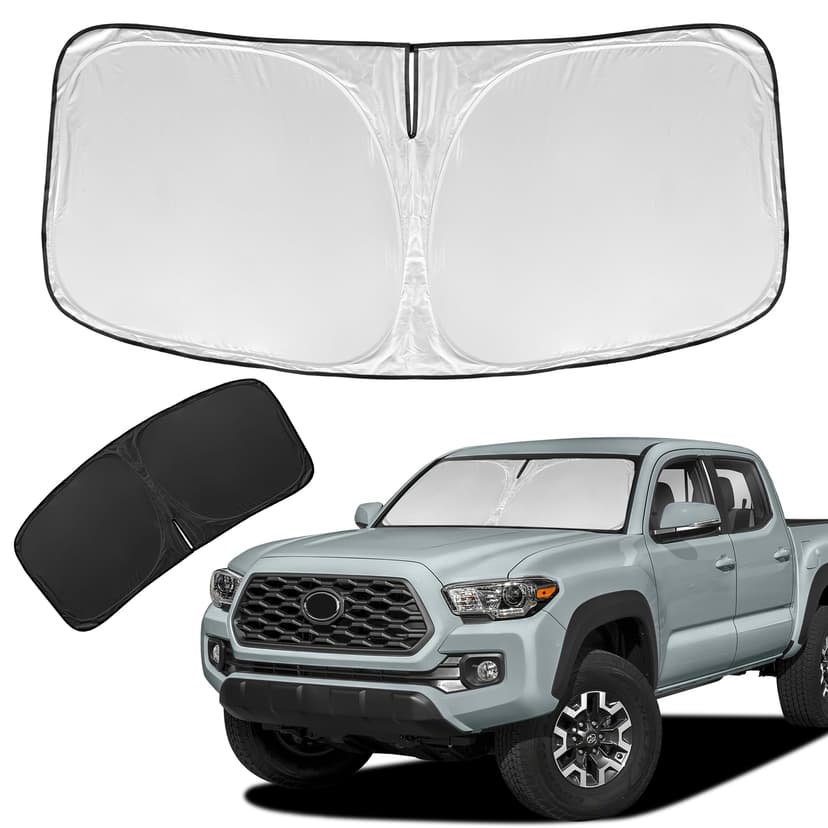 for Toyota Tacoma 2016-2024 2025 2026 Sun Shade Sunshade Windshield Cover | 4 Layers Front Window Shade Custom Fit Tacoma 2Dr 4Dr Pickup Sun Visor 240T Shade Blocks UV Rays Car Accessories