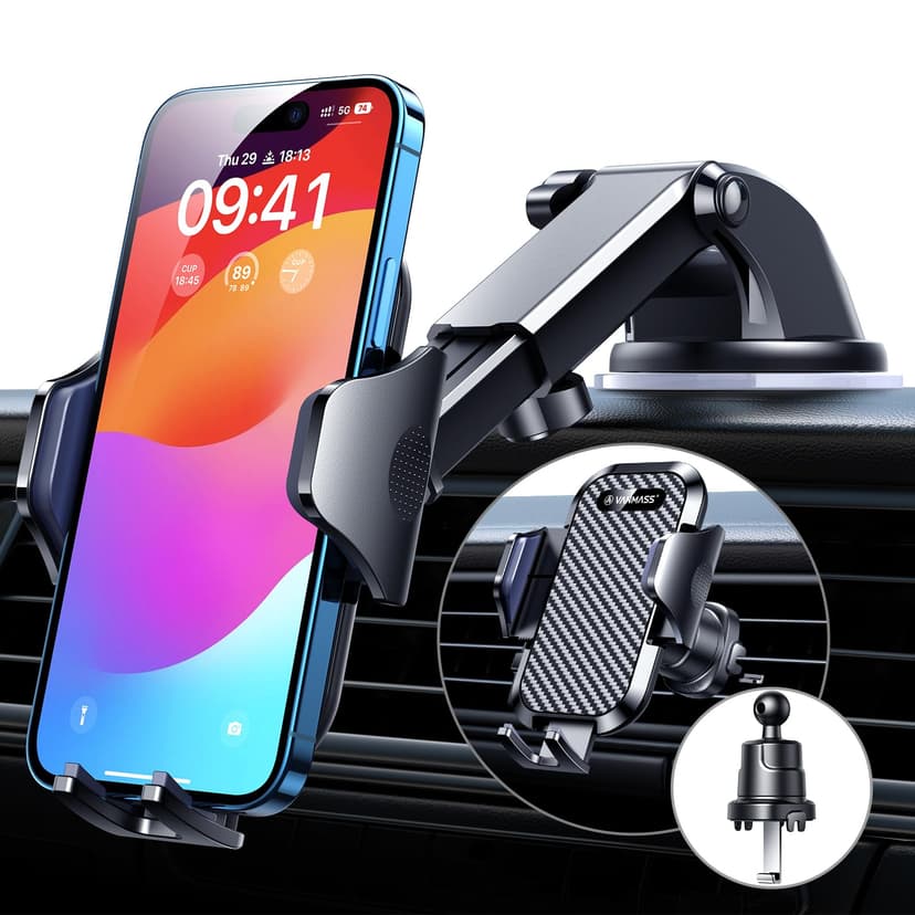 VANMASS Car Phone Holder 2026 Ultimate Military-Grade Strongest Suction & Clip Windshield Dashboard【Newest Best Strongest】 Cell Phone Shower & Wall Mounts for iPhone 17 Pro Max 16 15 14 13 Android