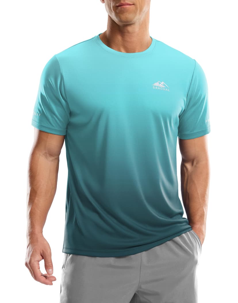 Men's UPF 50+ Sun Protection Swim Shirts Rash Guard Dry Fit Workout Tshirts | Moisture Wicking, Quick Dry, 4-Way Stretch, Reflective Safety Short Sleeve Great for Hot Weather, Athletic, Beach, Hiking
