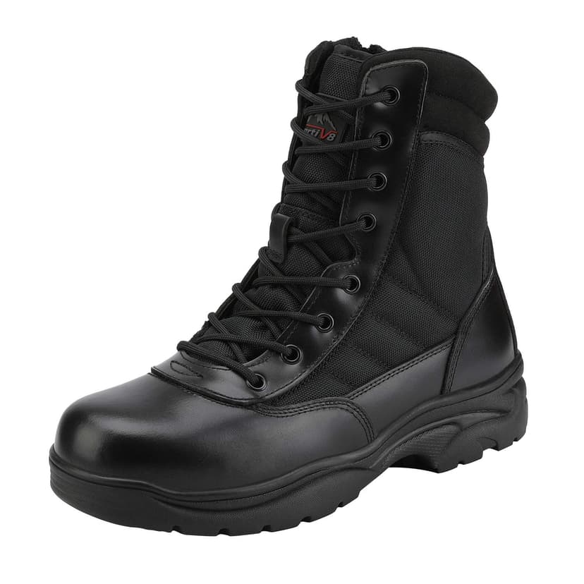 NORTIV 8 Men's Military Tactical Work Boots | Side Zipper Leather Motorcycle Combat Boots for Outdoor Work Hiking Tactical Use and Daily Wear Trooper