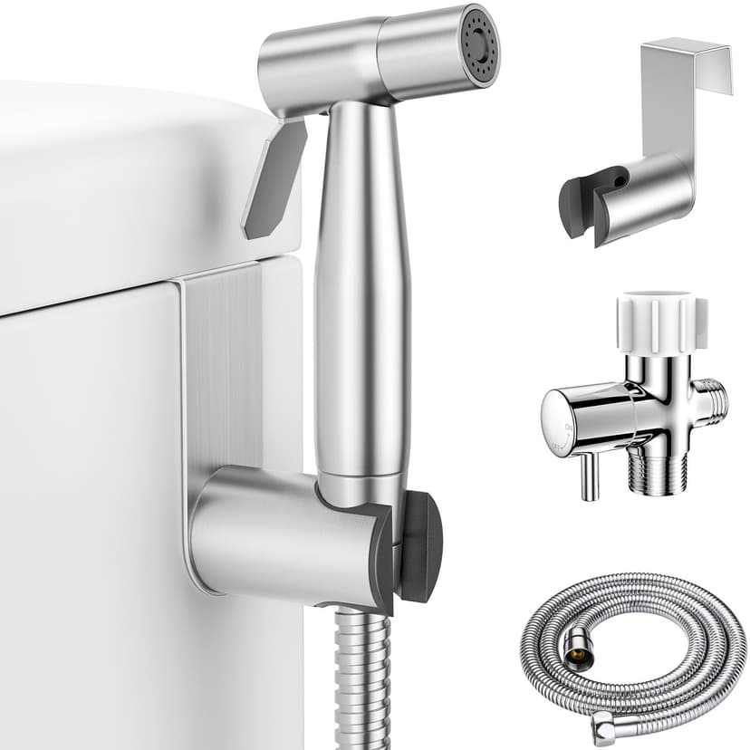 LUFEIDRA Bidet Sprayer, Adjustable Water Pressure, Muslim Shower Toilet | Leak-Free Hose, 8/7” Brass T-valve, Feminine Wash, Cloth Diaper Rinse, RV Toilet Use, Tank or Wall Mount, Easy Installation