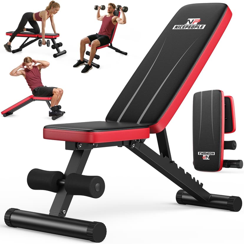 NICEPEOPLE Adjustable Weight Bench for Home Gym, 660LBS Capacity Workout Bench with 8 Backrests for Chest Shoulders Arms, Compact and Foldable Strength Bench for Small Space Apartment Room