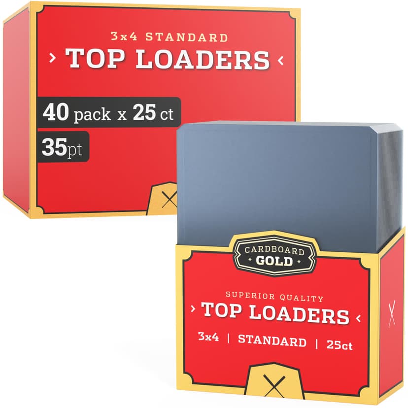 Cardboard Gold 35pt Top Loaders for Cards - 1000 Count 3x4 Hard Sleeves | Trading Protectors, Rigid Premium Plastic, Penny Compatible, Baseball, TCG Football, Bulk Collectible Sport Accessory