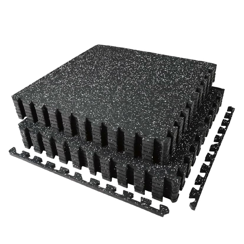 AIRHOP 0.56in Thick 48 Sq Ft Exercise Equipment Mats, 12 Tiles Upgraded Rubber Top with High Density EVA Foam, Large Interlocking Puzzle Gym Flooring for Home Gym, Heavy Weight Workout, 24 x 24in