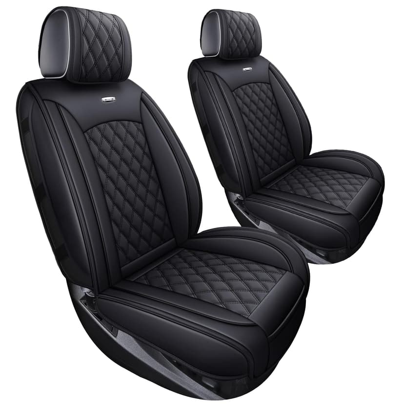 Chevy Silverado GMC Sierra 2 Front Seat Covers 2007-2026 1500 2500HD 3500HD | Aierxuan Custom Fit 3500HD Truck Pickup Crew Double Extended Cab Waterproof Leather Protectors Black