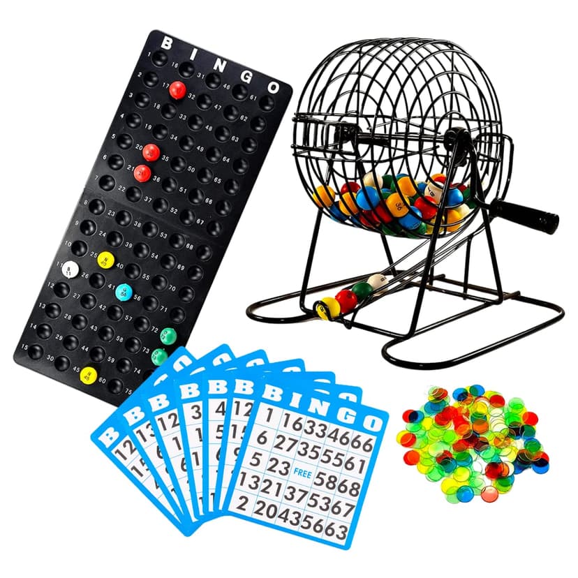 Regal Games Deluxe Bingo Game Set with Cage, Board, Balls, 18 Cards, and Chips