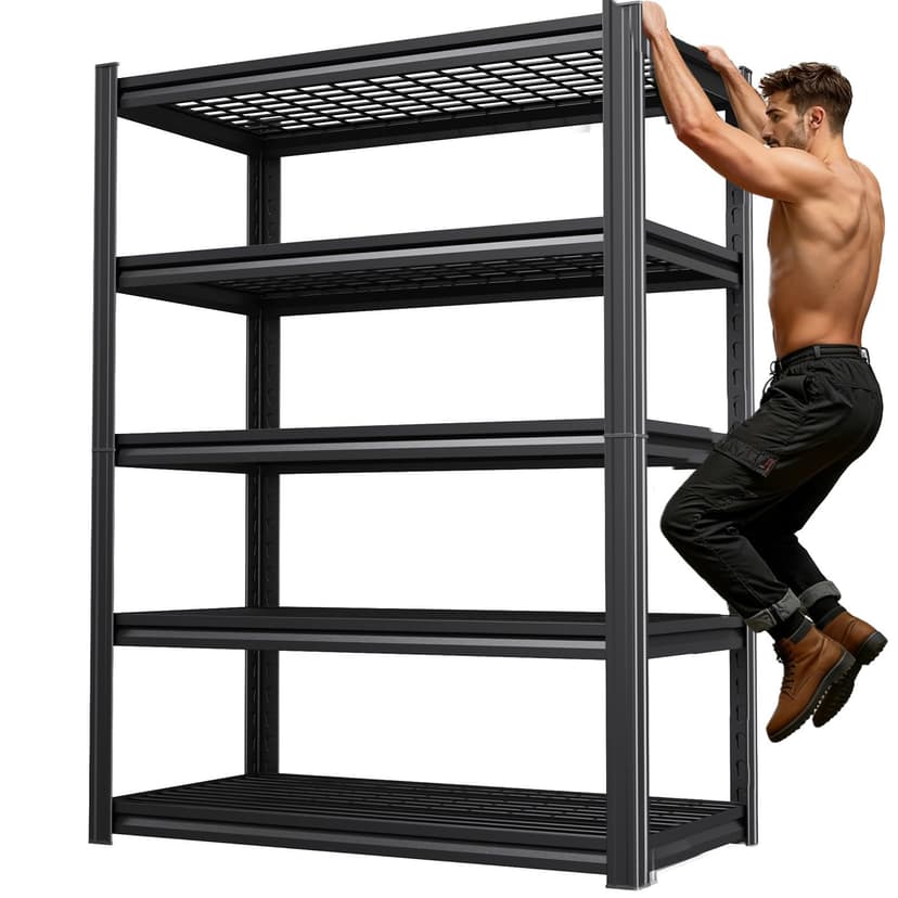 71''H Storage Shelves, Garage Shelving,Adjustable Heavy Duty Shelving Unit,5T Tall Garage Shelves，Metal Standing Shelf Units,Utility Rack For Kitchen Warehouse Industrial Basement 71*35*16