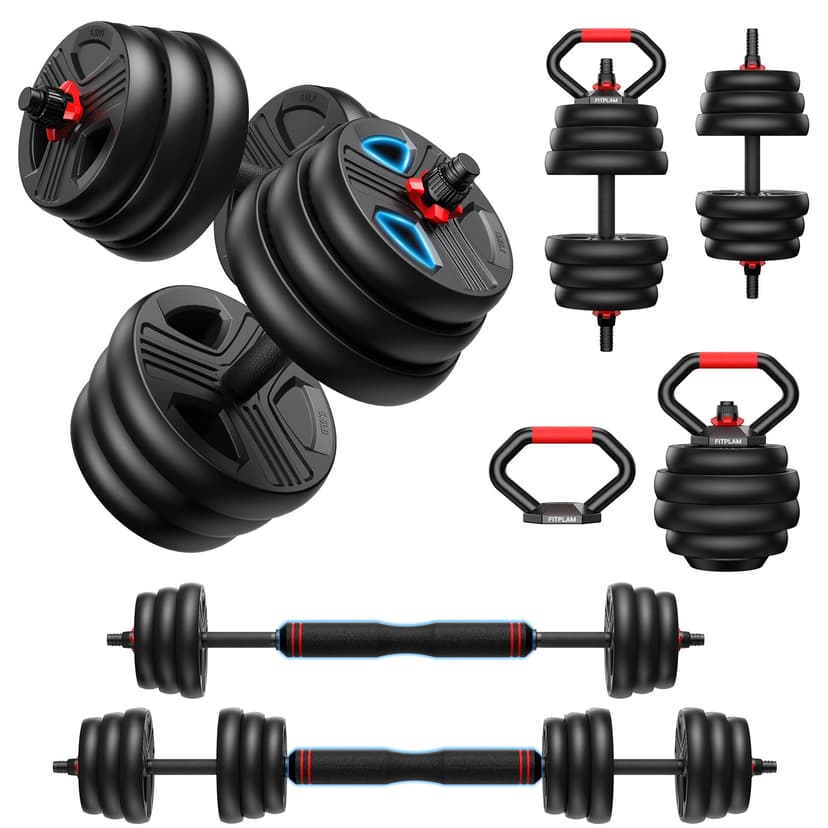 FITPLAM Adjustable dumbbell set,20/35/45/55/70/90lbs Free Weights set with upgraded nut, 5 in 1 Weight Set Used as Kettlebells, Barbell, Push up Stand, Fitness Exercise for Home Gym Suitable Men/Women