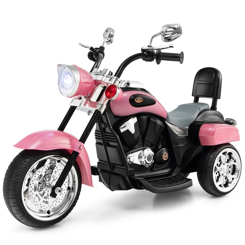 Costzon Kids Motorcycle, 6V Battery Powered Ride on Chopper Motorcycle w/Horn, Headlight, 3-Wheel Stable Ride on Toys, Electric Toddler Motorcycle for Kids, Gift for Boys Girls (Pink)