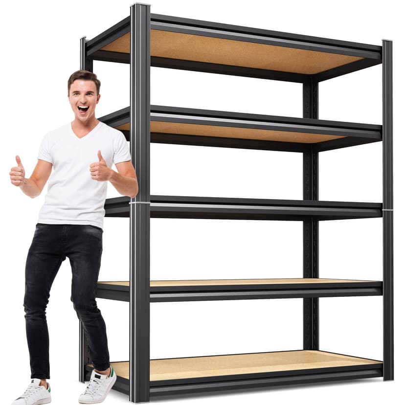 JOJUOU 71"H x 35"W Heavy Duty Garage Shelving, 5-Tier Adjustable Metal Storage Shelves, Utility Steel Storage Rack for Garage, Warehouse, Pantry, Basement, Industrial & Workshop Organization,15.7"D