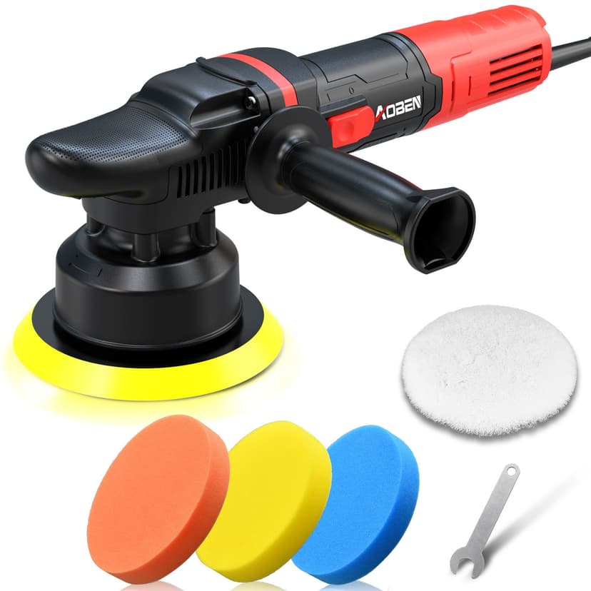 AOBEN Car Buffer Polisher,6 inch Dual Action Polisher,Random Buffer Polisher kit with 6 Variable Speed 1000-4500rpm,Detachable Handle,4 Buffing Pads for Car Detailing Polishing and Waxing
