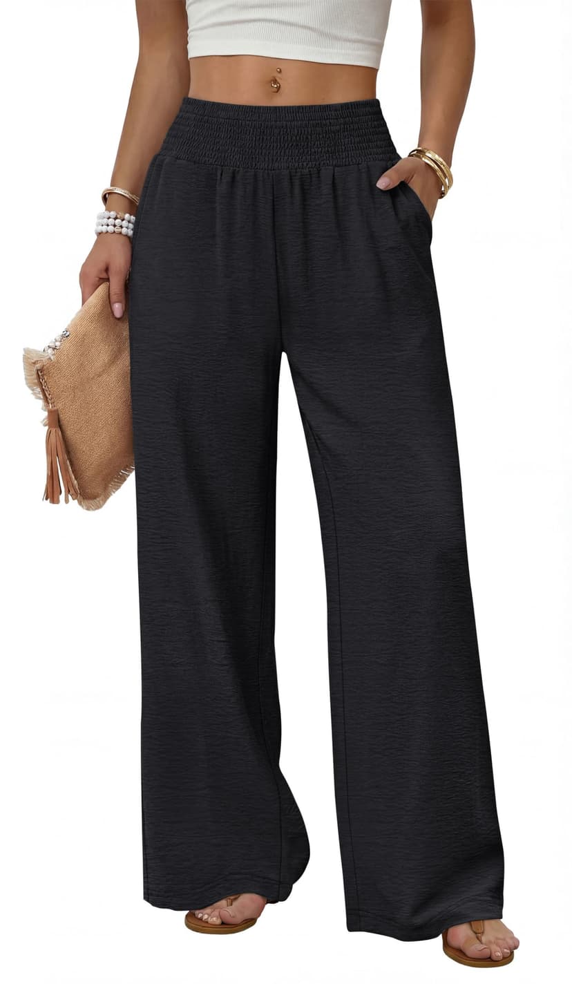 Sampeel Wide Leg Pants Woman High Waist Trousers with Pockets Casual Lounge