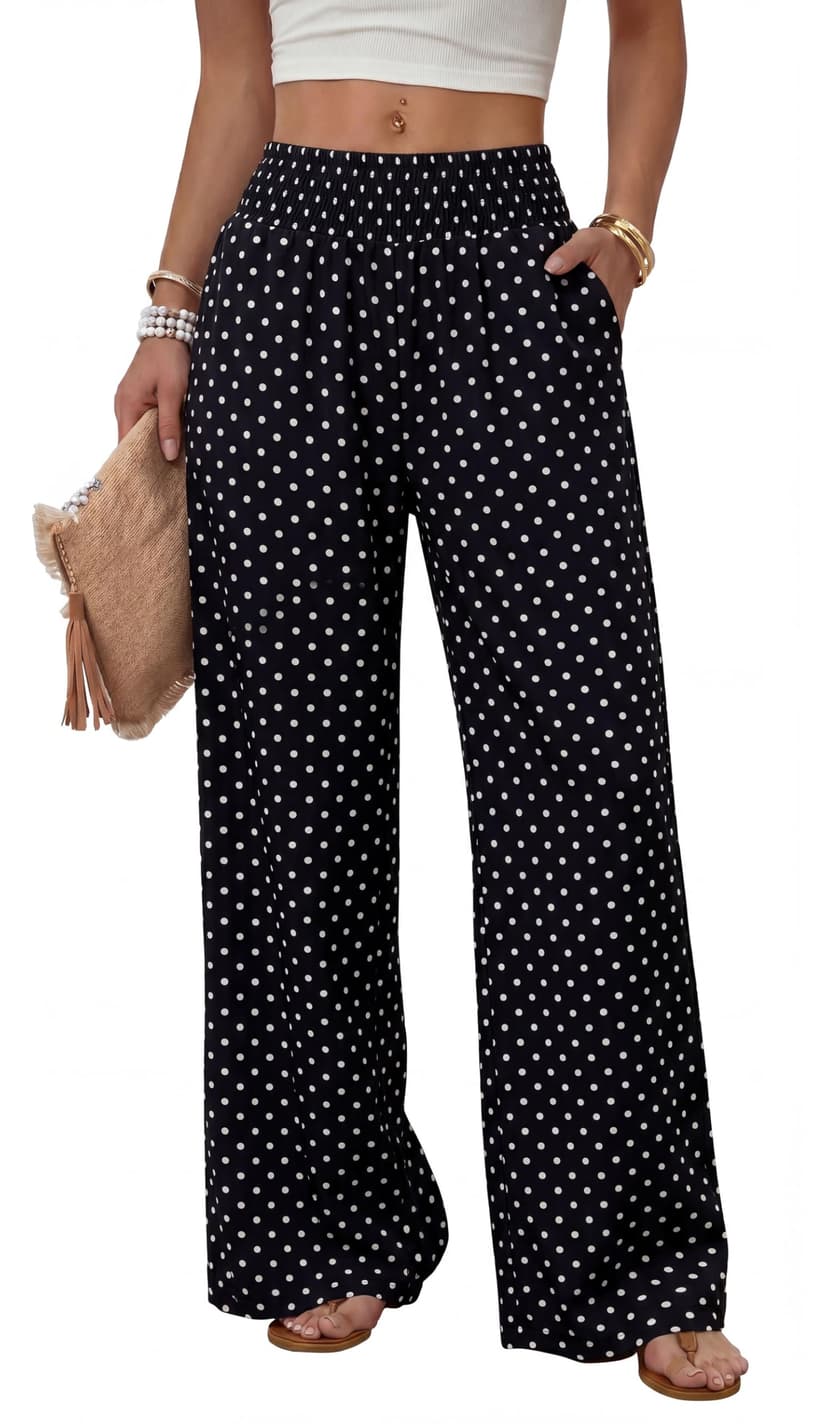 Sampeel Wide Leg Pants Woman High Waist Trousers with Pockets Casual Lounge