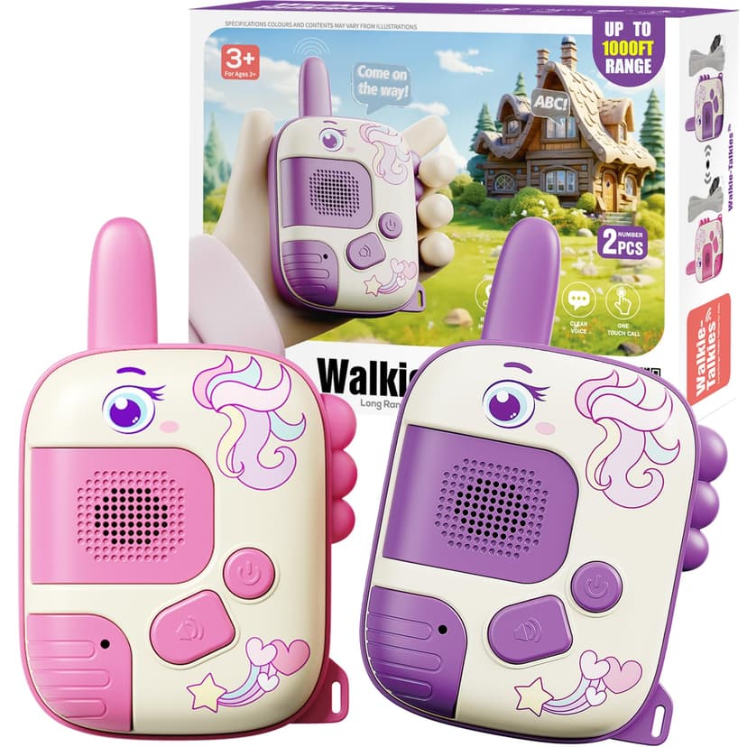 Walkie Talkies Toys for Girls:Unicorn Toys 2 Pack Birthday Gifts for 3 4 5-7 8 Year Old Girls Toy for 4 5 6 7 8-10 Year Old Camping Outdoor Game,Christmas Stocking Stuffers for Girls Kids