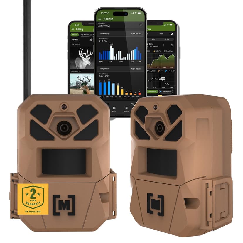 Moultrie Edge 3 Cellular Trail Camera - 2-Pack, 40MP, 0.5s Trigger | Scout from Anywhere, HD photos via Mobile app, 1080p video, multi-carrier, low-glow flash, GPS, Two Pack