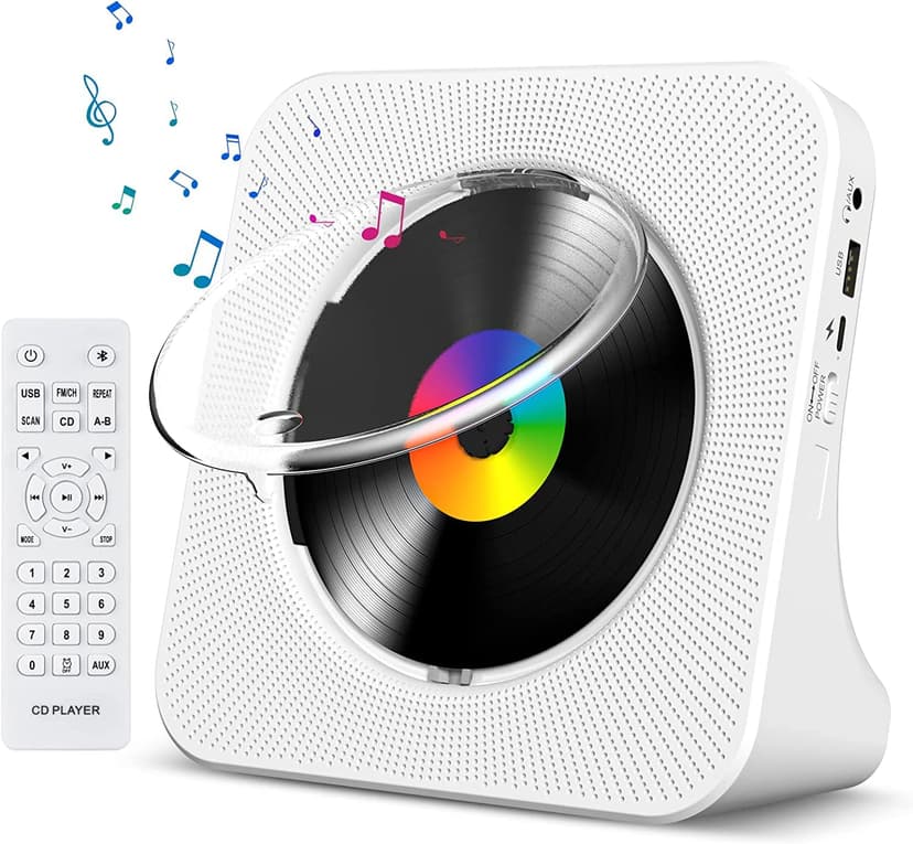 Gueray CD Player Portable Bluetooth Desktop CD Players for Home | Portable CD Player with Bluetooth with Timer Built-in HiFi Speakers with LCD Screen Display Boombox FM Radio USB Type-C