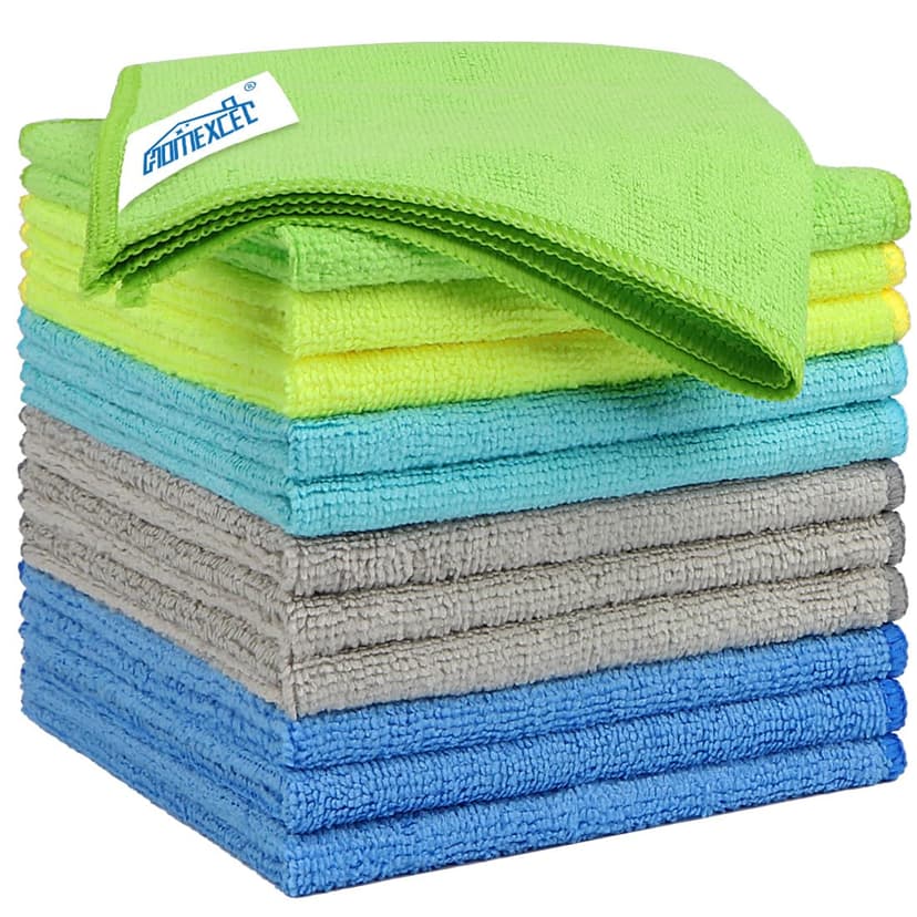 HOMEXCEL Microfiber Cleaning Cloth 12 Pack, 12.5 x 12.5 Inch Microfiber Towels for Cars, Ultra Absorbent Cleaning Rags, Lint Free Cleaning Towels for Household, Kitchen, Window, and Car, Multicolor