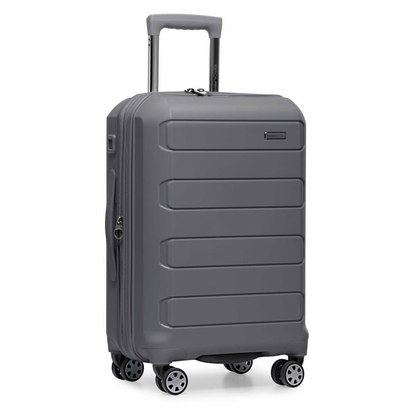 Traveler's Choice Pagosa Hardshell Expandable Luggage with Spinner Wheels, Gray, 22-Inch Carry-on