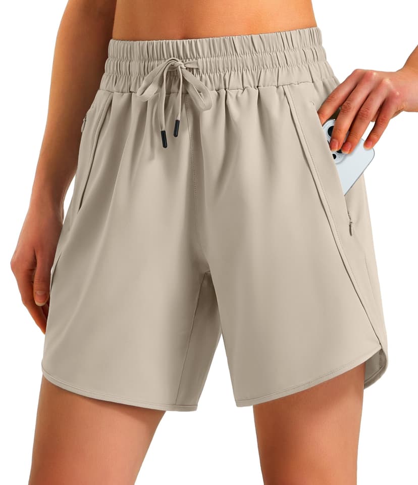 Ksmien Women's 5"/7" Athletic Running Shorts Quick Dry with Zipper Pockets | Lightweight Workout Shorts, Unlined, Breathable, UPF 50+, Wide Elastic Waist, Comfy for Gym, Tennis, Hiking and Walking