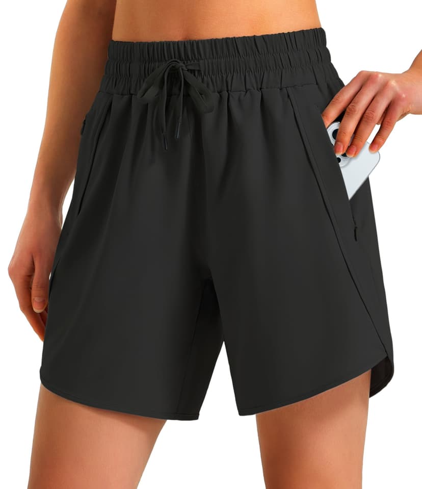 Ksmien Women's 5"/7" Athletic Running Shorts Quick Dry with Zipper Pockets | Lightweight Workout Shorts, Unlined, Breathable, UPF 50+, Wide Elastic Waist, Comfy for Gym, Tennis, Hiking and Walking