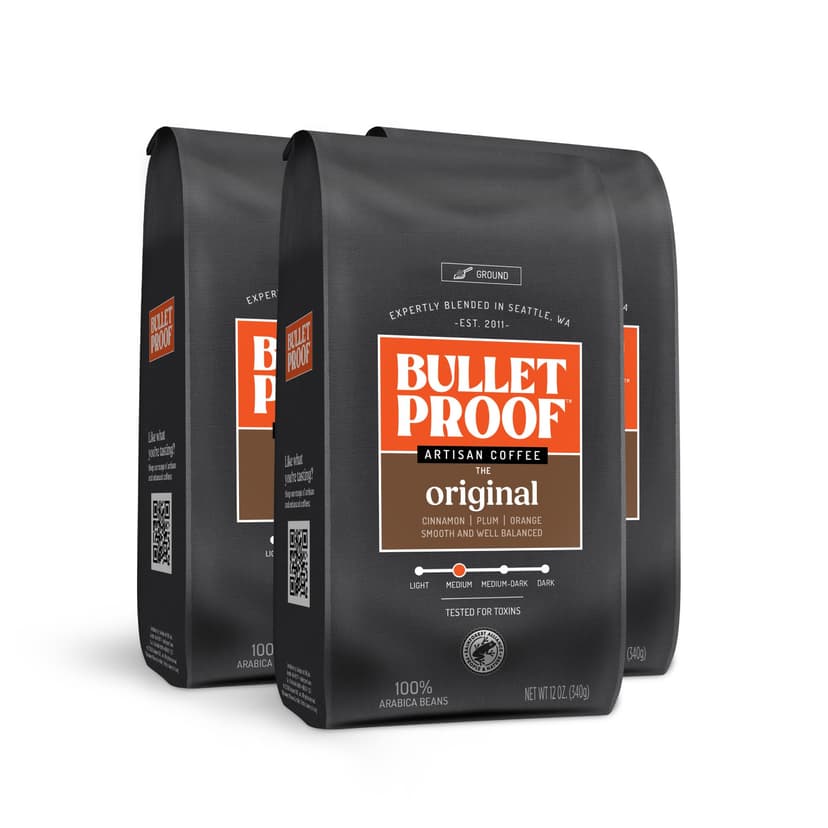 Bulletproof Original Medium Roast Ground Coffee, 12 oz (3-pack) | Clean Coffee Sustainably Sourced, 100% Arabica Coffee, Tested for Toxins