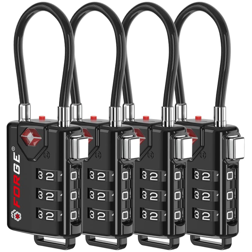 TSA Approved Cable Luggage Locks, Re-settable Combination with Alloy Body
