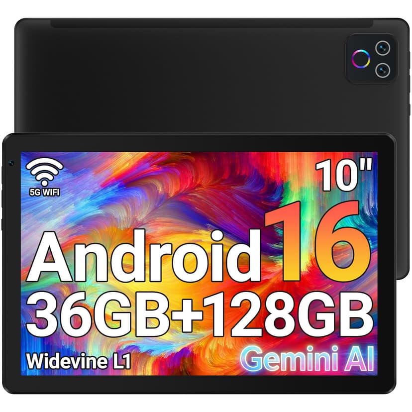 URAO Tablet,10.1" Android 16 Tablet Octa-core 36GB+128GB Dual Camera | 1280x800 IPS HD Touchscreen 6000mAh Battery Wi-Fi 6,BT 5.4 GMS 36GB(6+30) RAM 128GB ROM Support 1TB Expansion 5MP+8MP cameras