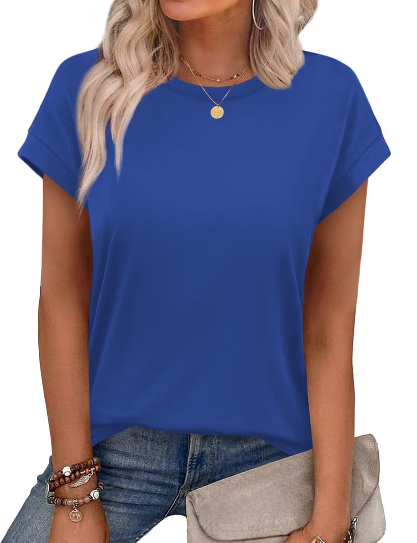 Alaroo Womens Summer Tops Short Sleeve Shirts Crew Neck Cute Trendy Tunic Blouses (S-3XL)