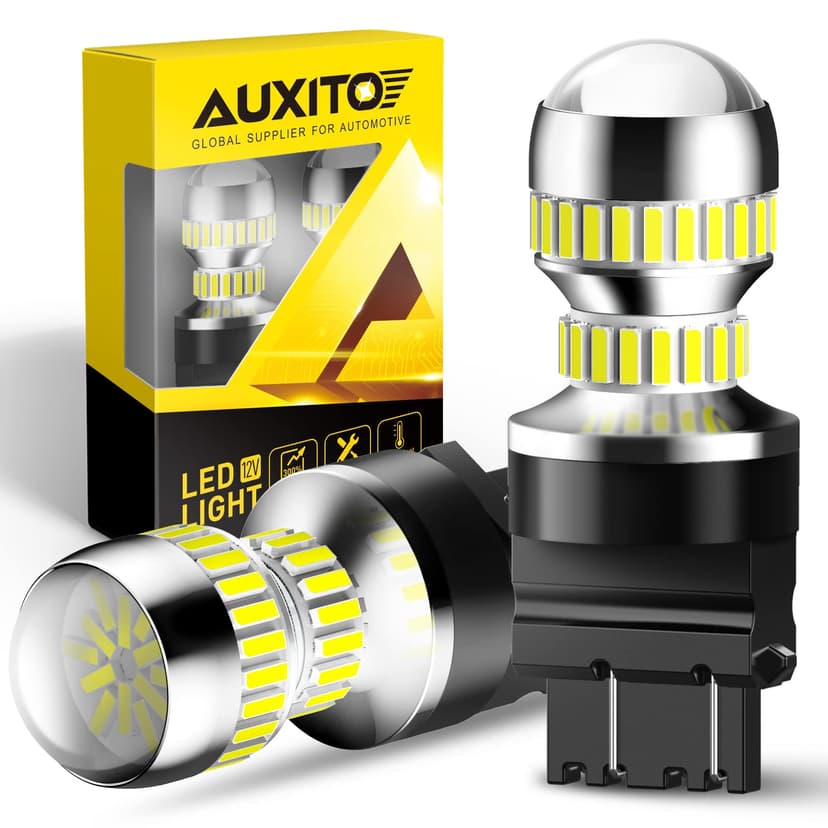AUXITO 3157 LED Bulb White, Super Bright 4157 3156 LED Reverse Light Bulbs 3056 3057 3047 4057 3457 4114 LED Bulb for Exterior Backup Tail Brake DRL Signal Parking Lights, Pack of 2