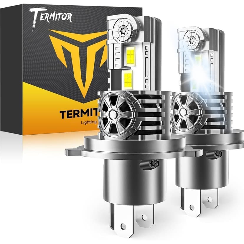 Termitor Laest H4/9003 HB2 Exterior Light Bulbs for Off-road | 10X Brighter 90,000LM, 85K+ hrs, 6500K Cool White, IP68 Waterproof, 1:1 OEM Size, 3 Minute Installation, Pack of 2