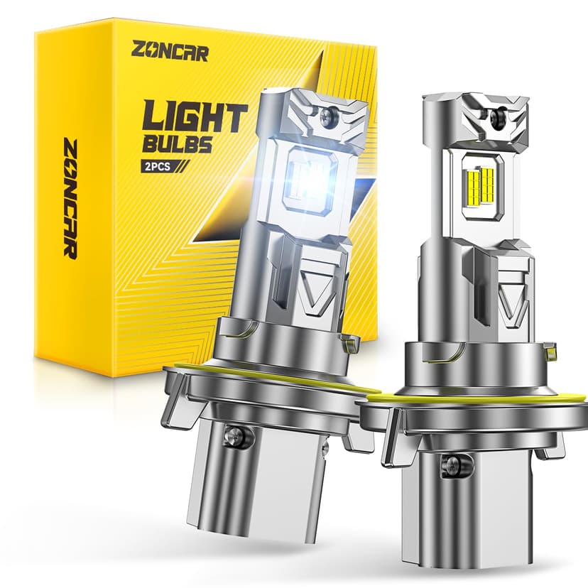 ZonCar H13 Light Bulbs, 8X Ultra Brightness h13/9008 Lights, 6500K Cool White Bulbs, Real 1:1 Mini Size Plug and Play, IP68 Waterproof, Pack of 2