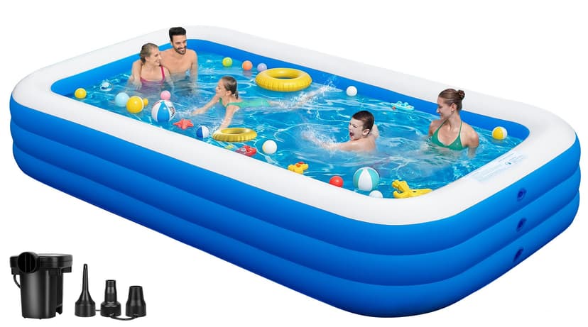 Inflatable Swimming Pool for Family, 130" x 72" x 22" Large Blow Up Pool for Adults & Kids, Thickened Backyard Pool with Pump, Quick Inflation Summer Outdoor Water Party Pool