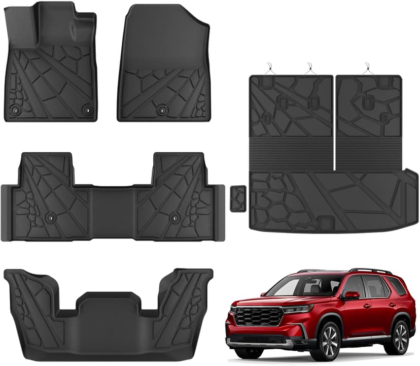 KARPAL Floor Mats for Honda Pilot 2026 2025 2024 2023 | All Weather, TPE Material, Custom Fit, Floor Liners, Car Mats, Cargo Mat, Full Set, Easy Clean, Non-Slip