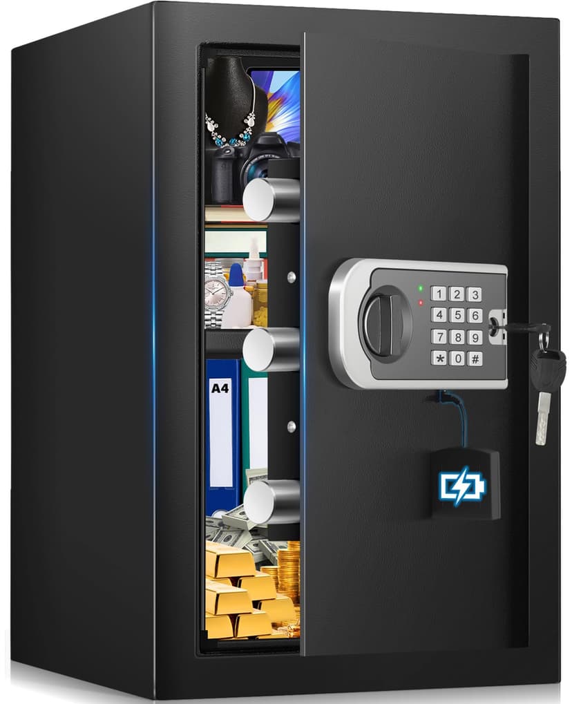 [16.54" Tall] Safe Box, 2.8 Cuft Home Safes With Fireproof Bag | Anti-Theft Security Safes for Home with Programmable Keypad Keys, Digital Safety Box for Money Documents Valuables Jewelry