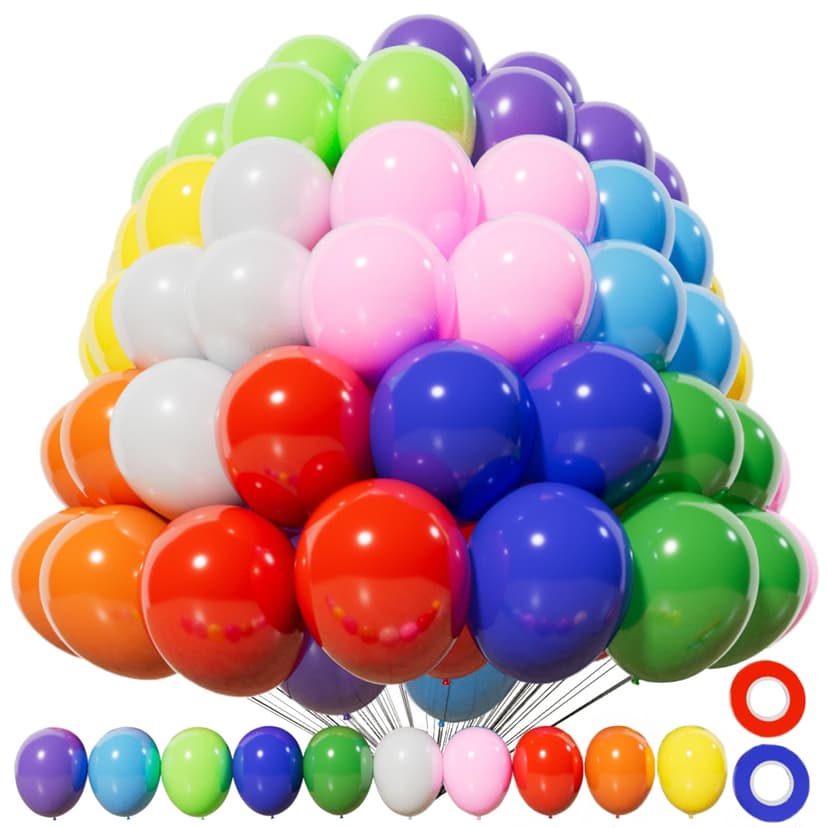 KAWKALSH 200pcs Balloons 5 Inch Assorted Colors, Small Mini Rainbow Latex Balloons for Party Birthday Baby Shower Anniversary Festival Arch Garland Decoration