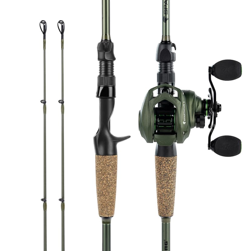 KastKing Spartacus II Twin-Tip Fishing Rod and Reel Combo, Spinning & Casting Combo, Fishing Poles and Reels Combo, KastFlex IM6 Graphite Blanks, 2-Piece Rods with Extra Tip