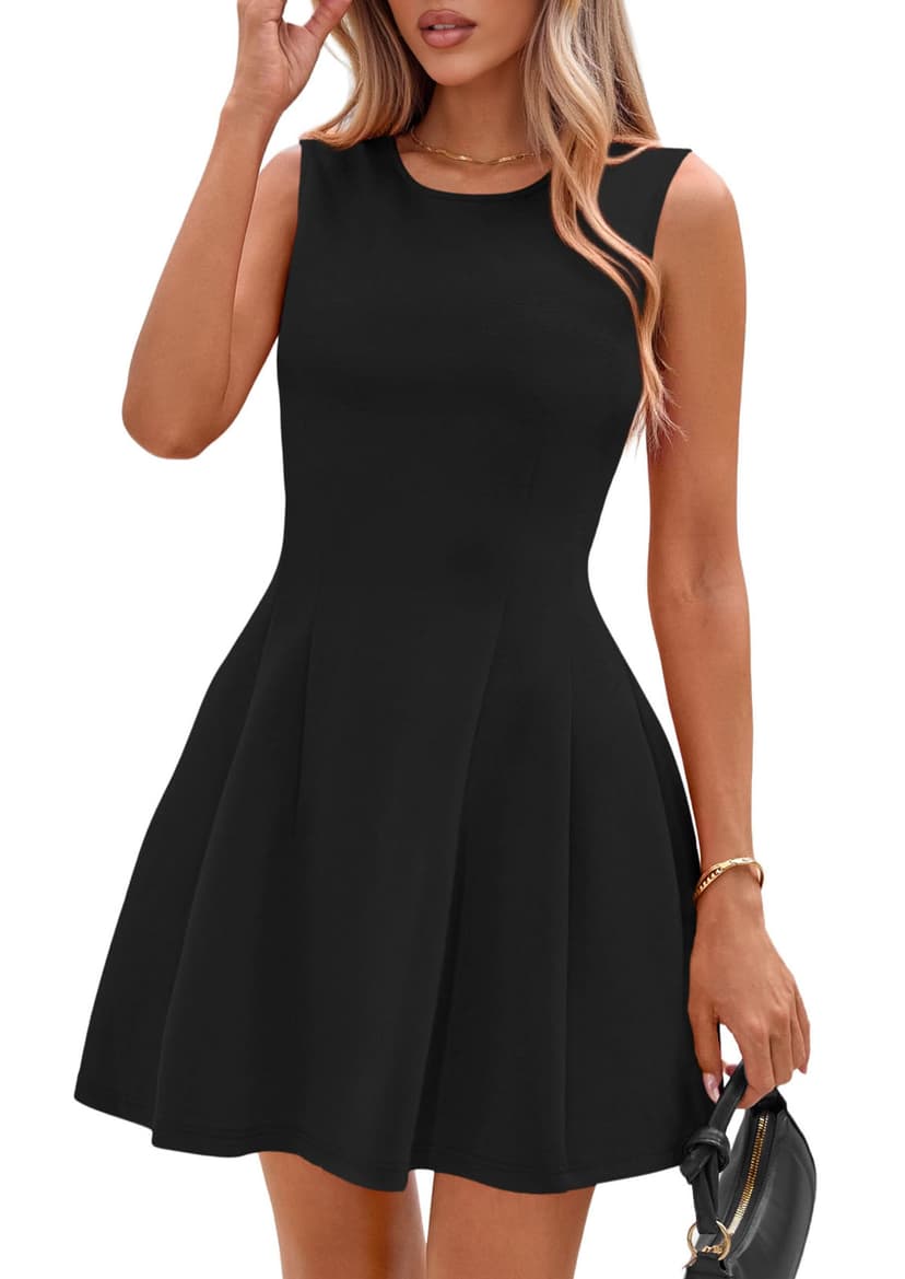 PRETTYGARDEN Summer A Line Dresses for Women Elegant Classy | Sleeveless Tank Top, Fit and Flare Graduation Party Dress, Business Casual Work Clothes, Spring Short Cocktail Date Outfits
