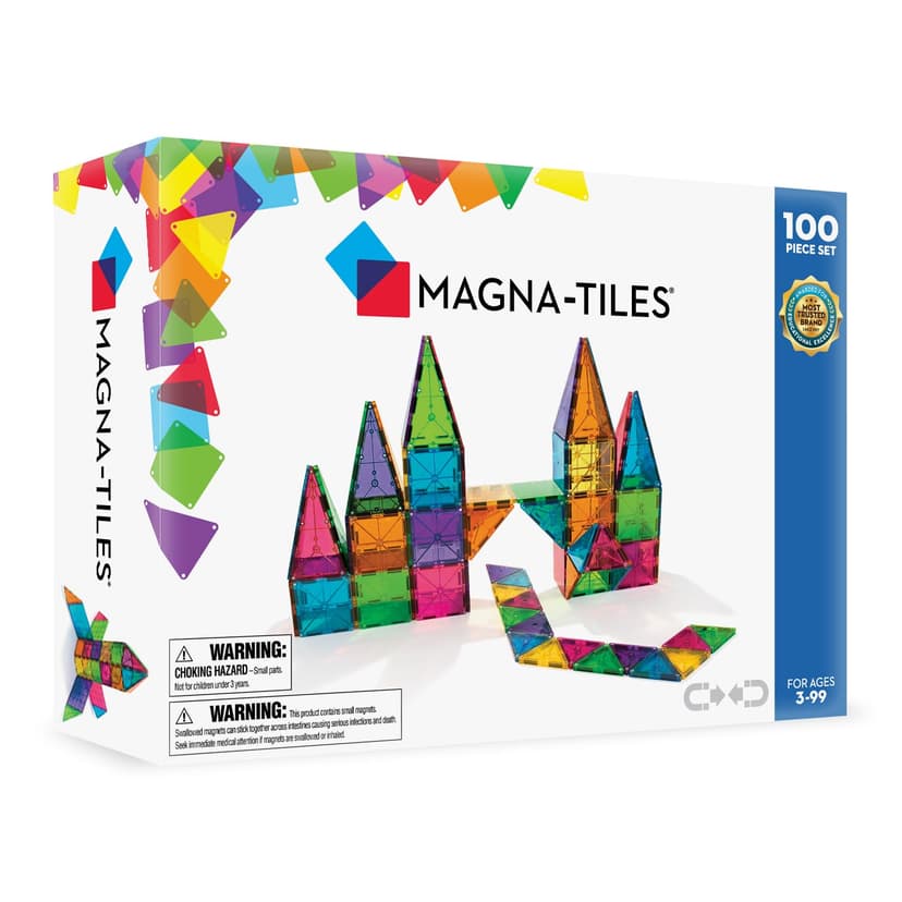 MAGNA-TILES Classic 100-Piece Magnetic Construction Set, The Original Magnetic Building Brand