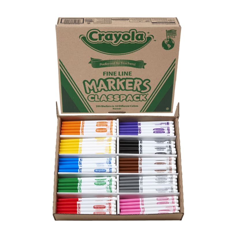 Crayola Fine Line Markers Classpack (200ct), Teacher Classroom Must Haves & Essentials, Bulk Kids Markers For Preschool, Kindergarten, Elementary School | Teacher Classroom Must Haves & Essentials, Bu